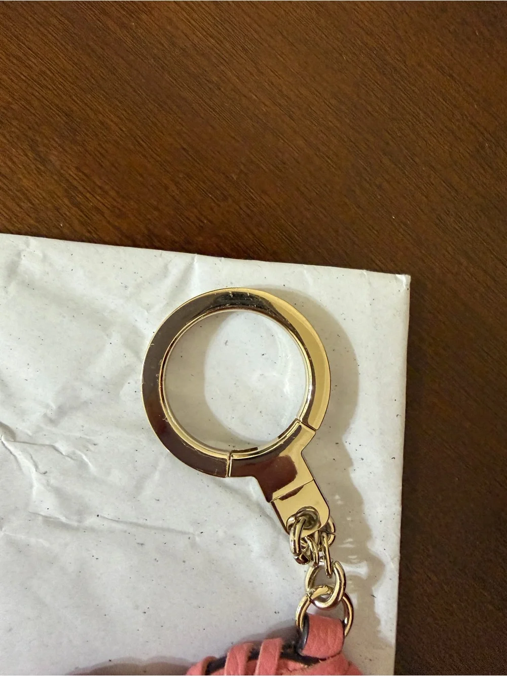 kate spade Pink Heart Keychain Charm with Whipstitch Edging